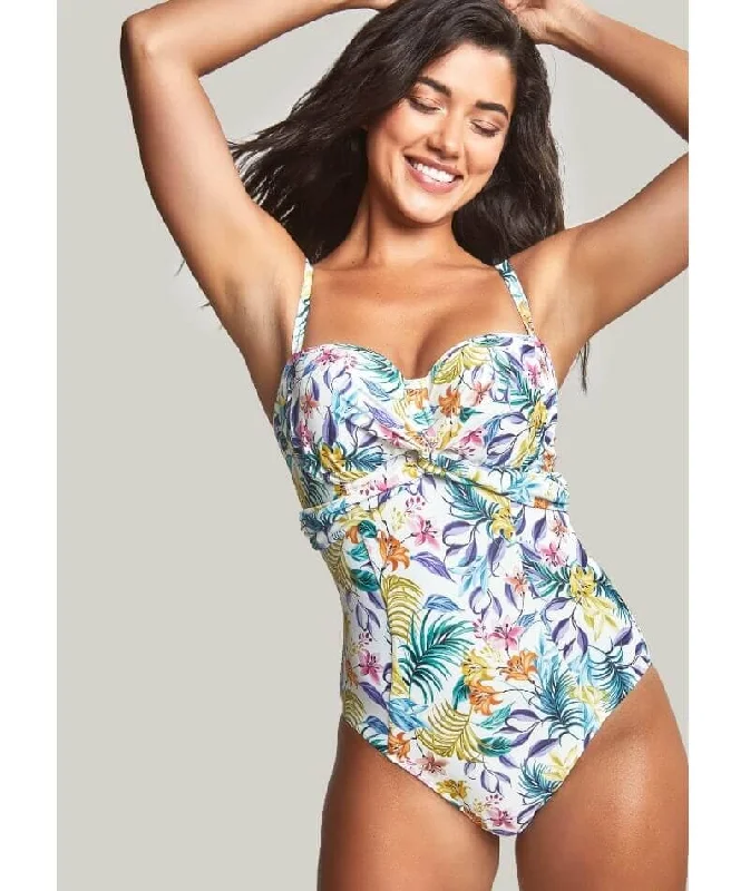 Panache Swimwear Botanical Padded Bandeau One Piece Swimsuit - Floral Crisscross Back Swimsuit