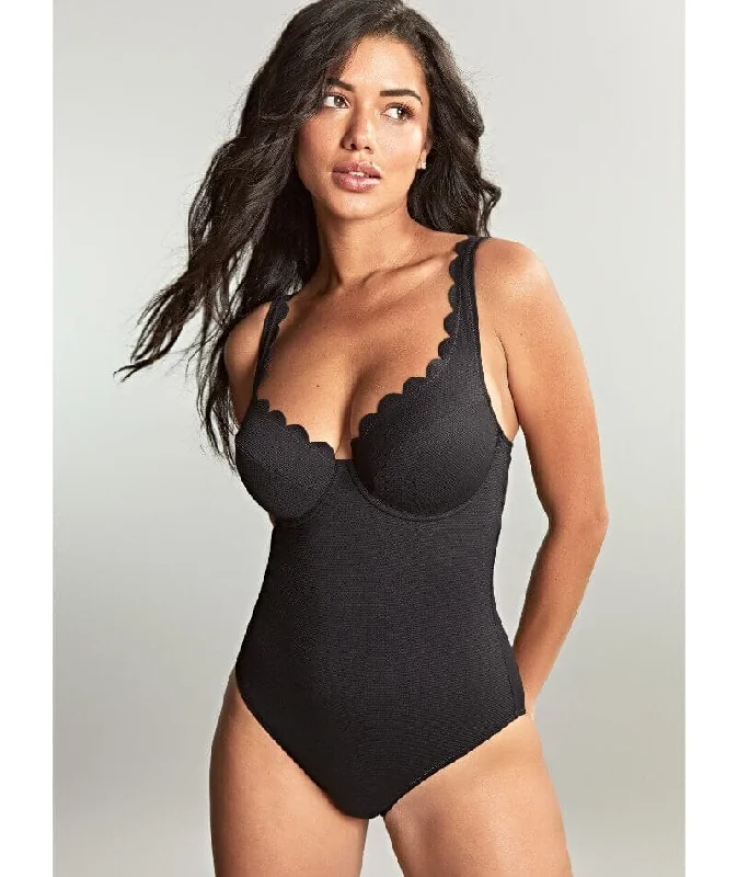 Panache Swimwear Spirit Rita Plunge One Piece Swimsuit - Black Push-Up Swimsuit Top