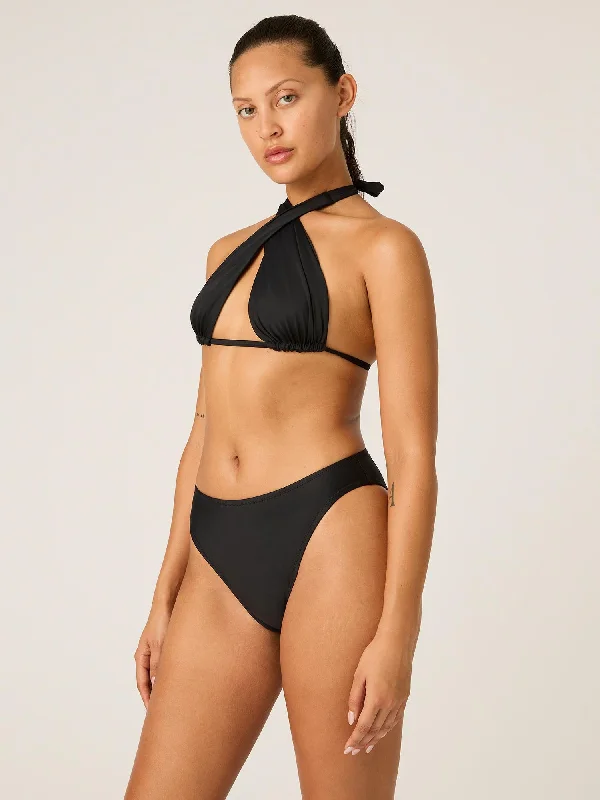 Swimwear Hi-Leg Cheeky Bottom High Absorbency Black Chic Beach Cover-Up