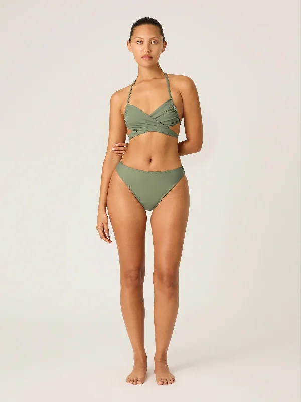 Swimwear Hi-Leg Cheeky Bottom High Absorbency Oasis Green V-Neck Swim Dress