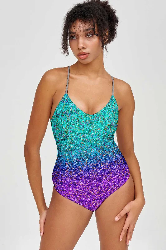 Ultraviolet Nikki Crisscross Strappy Back One-Piece Swimsuit - Women Bold Swimsuit Design