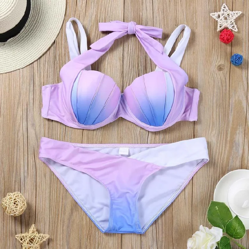 Women underwire swimsuits Bikini 2017 Summer Swimwear Push-Up Padded Print Bra Swimsuit Plavky #EW Bold High-Cut Bikini