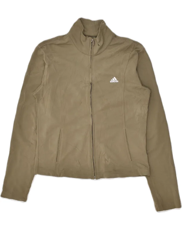 ADIDAS Womens Clima 365 Tracksuit Top Jacket UK 14 Large  Khaki Polyester Zip Front Button Front Snap Front