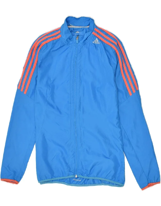 ADIDAS Womens Clima Proof Tracksuit Top Jacket UK 4/6 XS Blue Polyester Satin Fabric Silk Fabric Chiffon Fabric