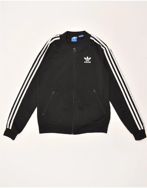 ADIDAS Womens Oversized Graphic Tracksuit Top Jacket UK 10 Small Black Denim Jacket Leather Jacket Suede Jacket