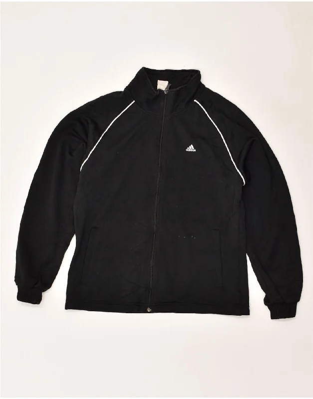 ADIDAS Womens Tracksuit Top Jacket UK 10 Small Black Insulated Jacket Fitted Jacket Loose Jacket