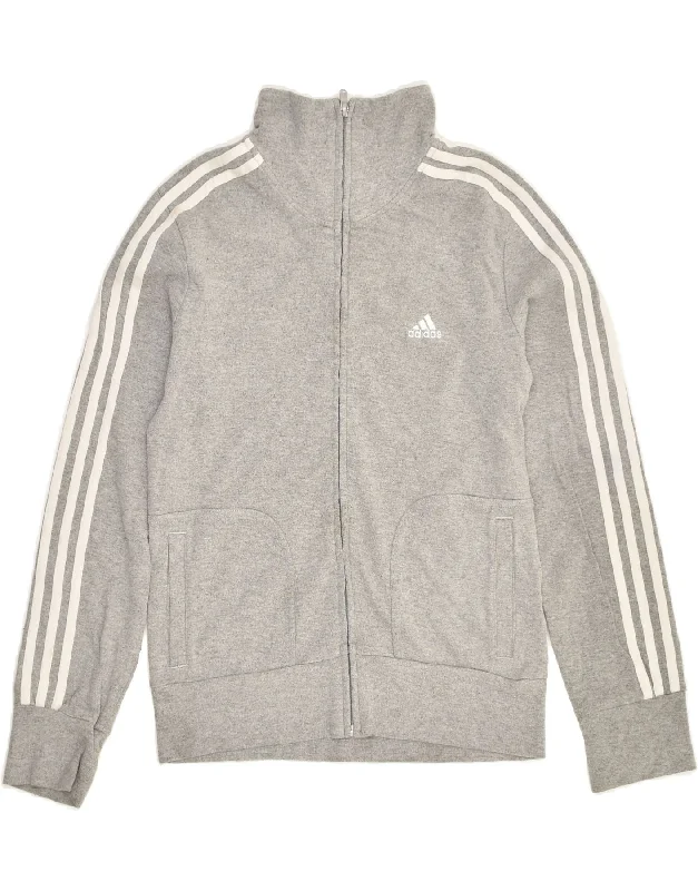 ADIDAS Womens Tracksuit Top Jacket UK 12 Medium Grey Cotton V-Neck Jacket Boat Neck Jacket Square Neck Jacket