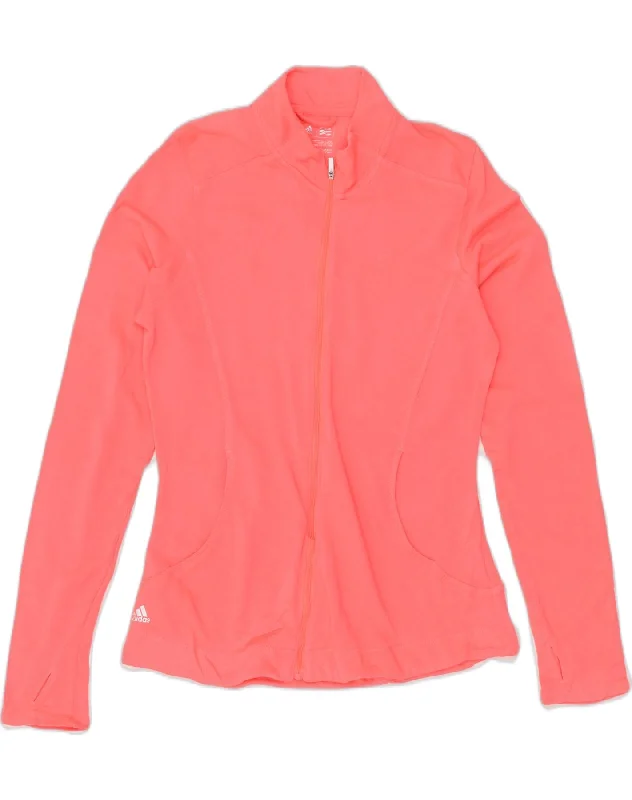 ADIDAS Womens Tracksuit Top Jacket UK 12 Medium Pink Polyester Stand-Up Collar Roll-Neck Collar Turtle Neck