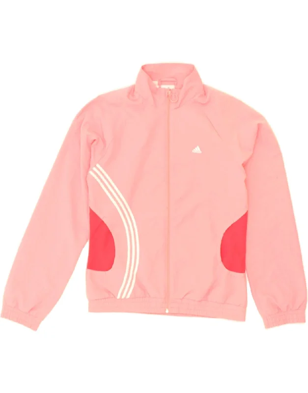 ADIDAS Womens Tracksuit Top Jacket UK 14 Medium Pink Polyester Belted Jacket Elasticated Jacket Padded Jacket