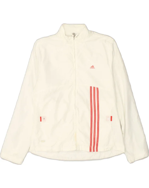 ADIDAS Womens Tracksuit Top Jacket UK 16 Large White Polyester Wool Jacket Cashmere Jacket Tweed Jacket