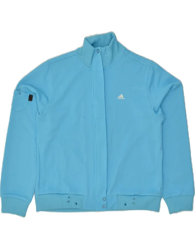 ADIDAS Womens Tracksuit Top Jacket UK 18 XL Blue Polyester Hooded Jacket Caped Jacket Shawl Collar Jacket