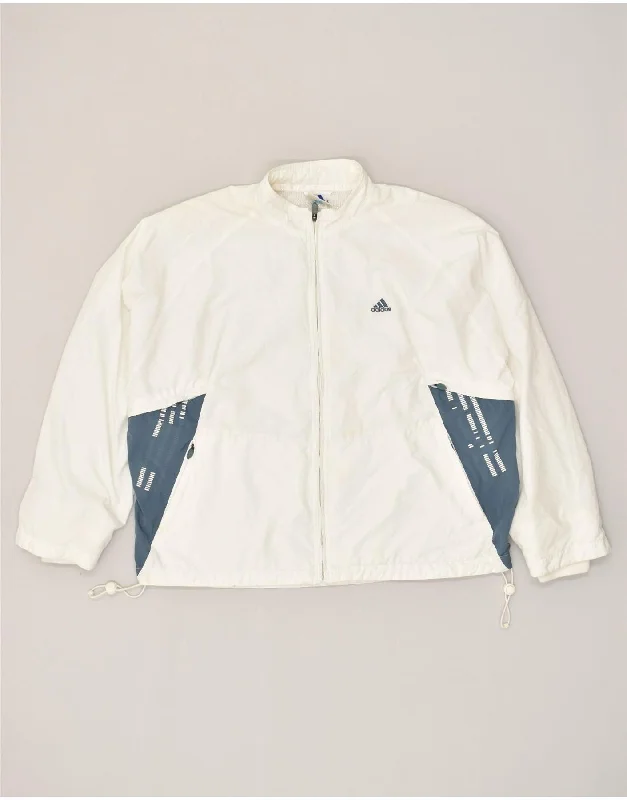 ADIDAS Womens Tracksuit Top Jacket UK 18 XL  White Polyester Insulated Jacket Fitted Jacket Loose Jacket