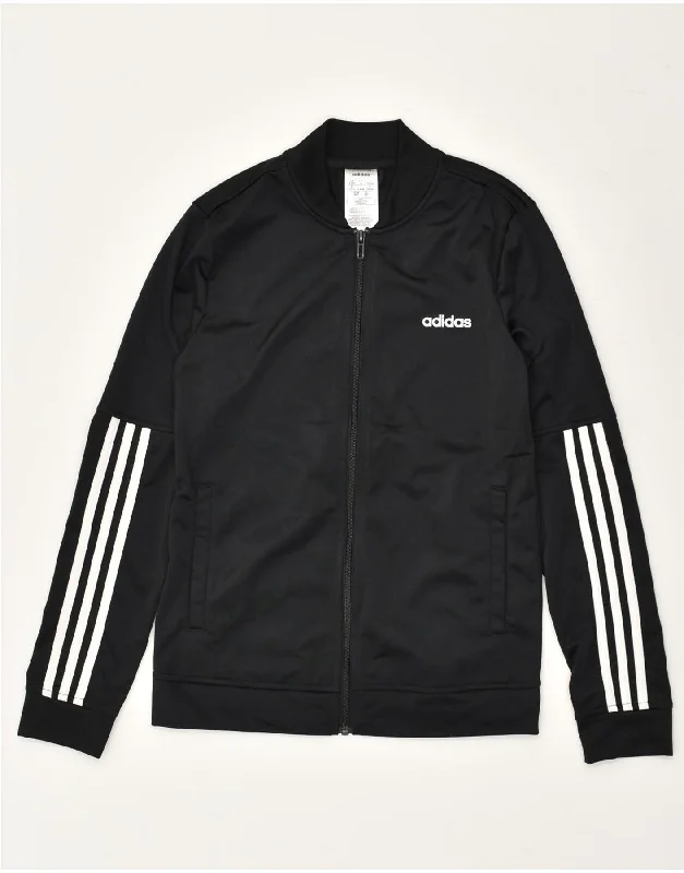 ADIDAS Womens Tracksuit Top Jacket UK 8/10 Small Black Polyester One-Shoulder Jacket Off-the-Shoulder Jacket Asymmetrical Jacket