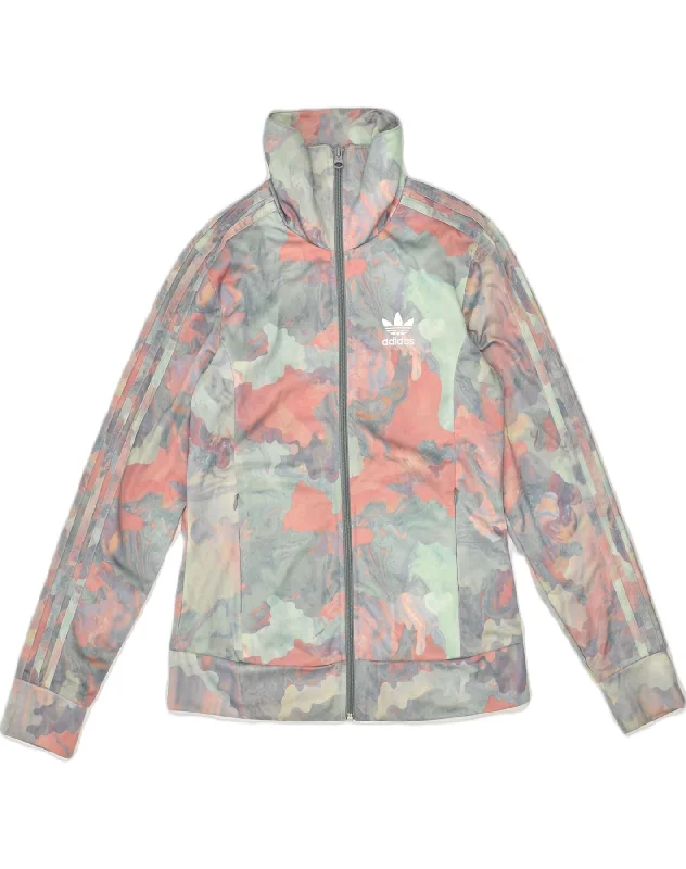 ADIDAS Womens Tracksuit Top Jacket UK 8 Small Green Camouflage Polyester Herringbone Jacket Houndstooth Jacket Plaid Jacket