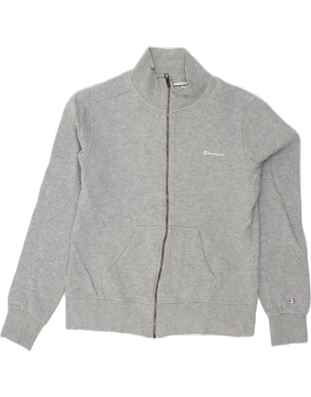 CHAMPION Womens Tracksuit Top Jacket UK 14 Medium Grey Cotton Print Jacket Jacquard Jacket Embroidered Jacket