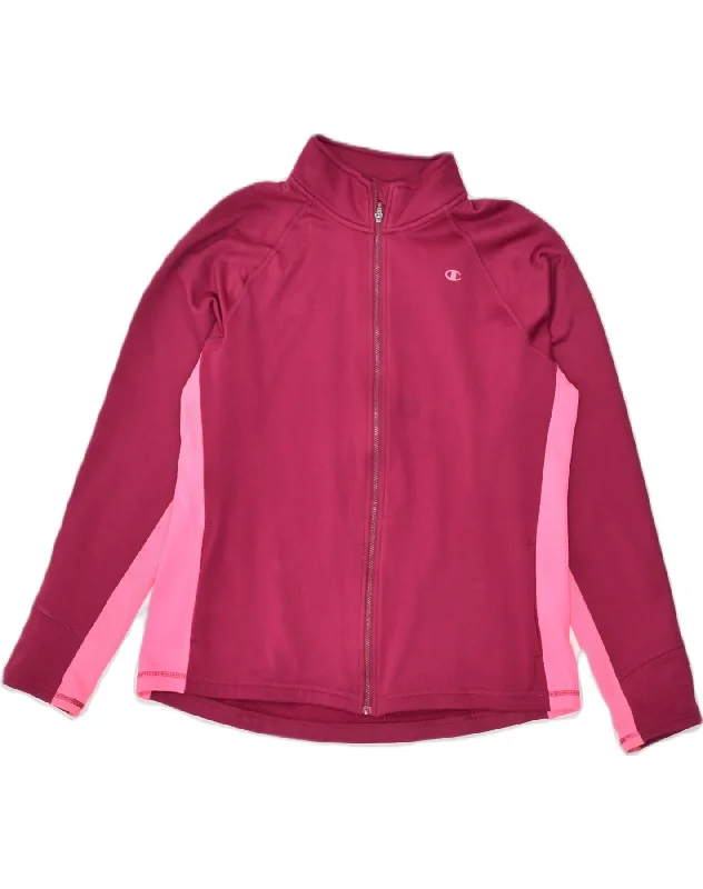 CHAMPION Womens Tracksuit Top Jacket UK 18 XL Pink Colourblock Polyester Welt Pockets Slit Pockets Flap Pockets