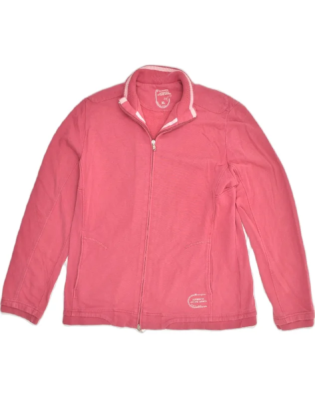 CHAMPION Womens Tracksuit Top Jacket UK 18 XL  Pink Cotton Knit Jacket Woven Jacket Fleece Jacket