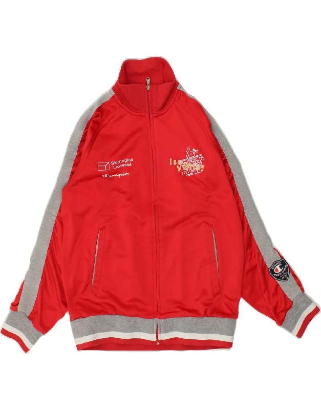 CHAMPION Womens Volley Graphic Tracksuit Top Jacket UK 10 Small Red Fleece Jacket Down Jacket Parka