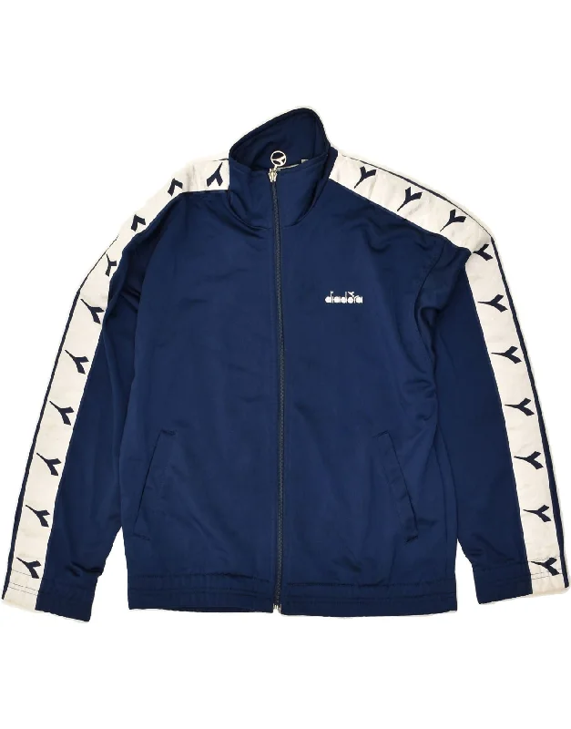 DIADORA Womens Tracksuit Top Jacket IT 40 Small Navy Blue Polyester Tailored Jacket Straight Jacket A-Line Jacket