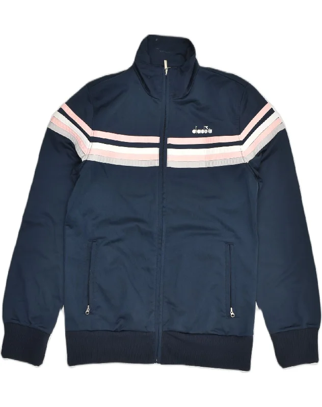 DIADORA Womens Tracksuit Top Jacket UK 12 Medium Navy Blue Colourblock Corduroy Jacket Velvet Jacket Brocade Jacket