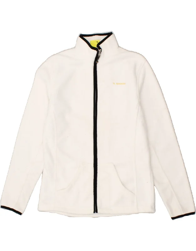 DIADORA Womens Tracksuit Top Jacket UK 14 Medium White Polyester Oversized Jacket Tailored Jacket Straight Jacket