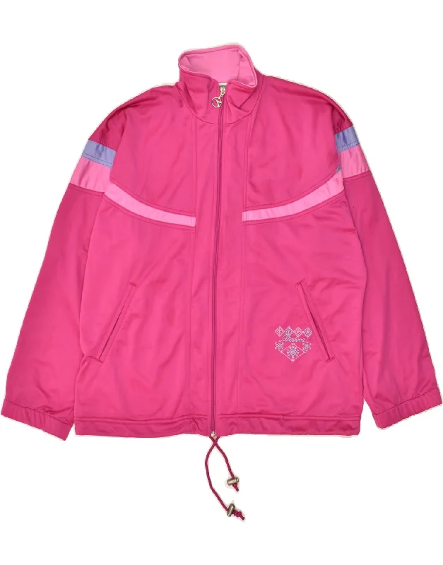 DIADORA Womens Tracksuit Top Jacket UK 22 3XL Pink Polyester Knit Jacket Woven Jacket Fleece Jacket
