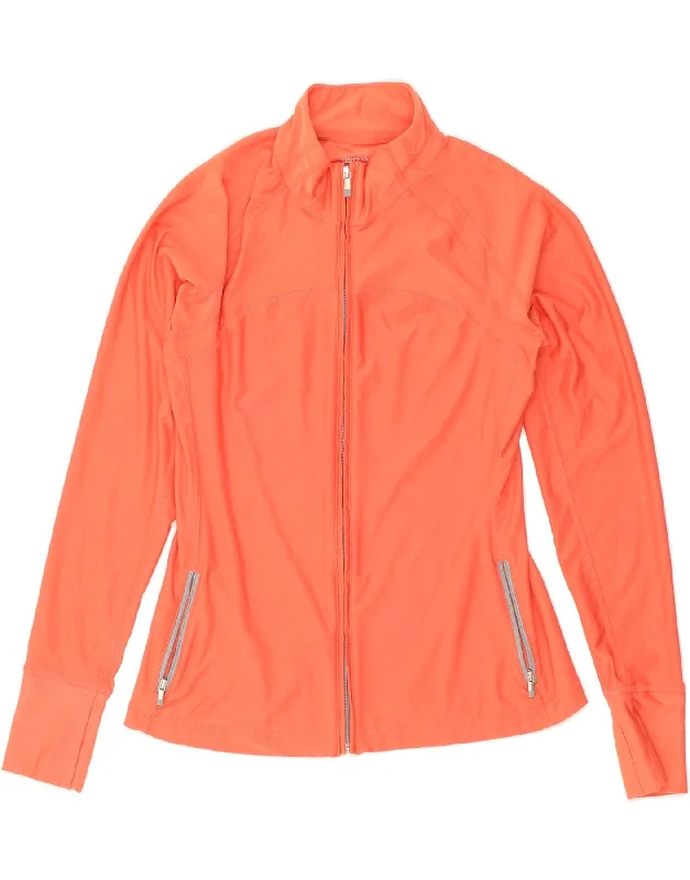 GAP Womens Tracksuit Top Jacket UK 14 Medium Orange Polyester Ribbed Jacket Pleated Jacket Ruffled Jacket