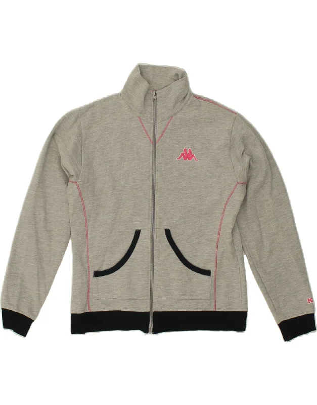 KAPPA Womens Tracksuit Top Jacket UK 14 Medium Grey Colourblock Cotton Mesh Jacket Canvas Jacket Denim Jacket