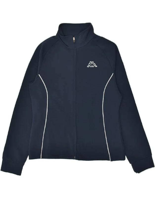 KAPPA Womens Tracksuit Top Jacket UK 18 XL Navy Blue Polyester Zippered Jacket Buttoned Jacket Snapped Jacket