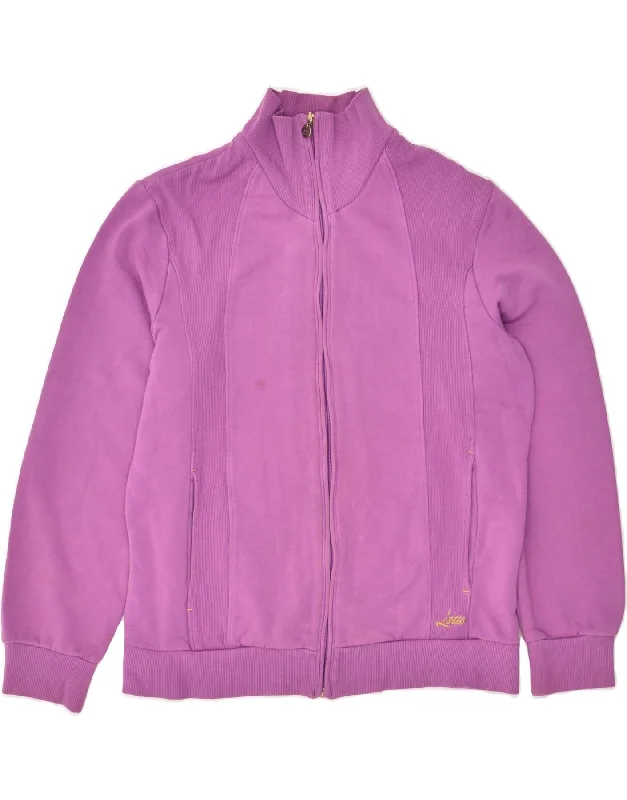 LOTTO Womens Tracksuit Top Jacket UK 14 Medium Purple Cotton Zippered Jacket Buttoned Jacket Snapped Jacket