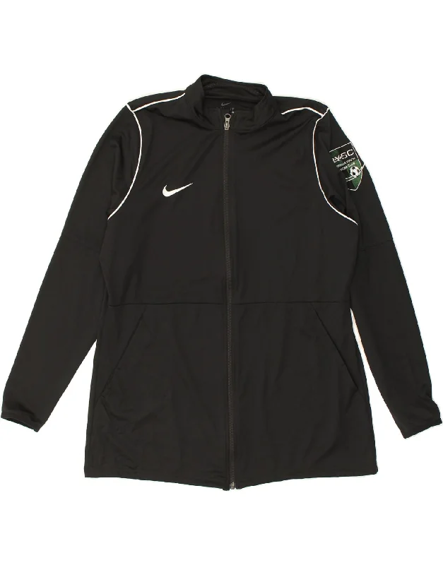 NIKE Womens Dri Fit Tracksuit Top Jacket UK 18 XL Black Polyester Elasticated Jacket Padded Jacket Insulated Jacket