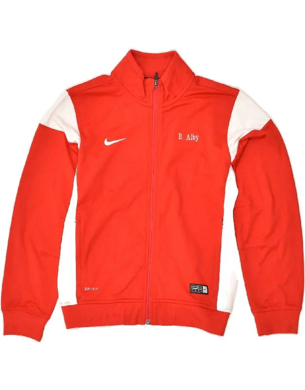 NIKE Womens Tracksuit Top Jacket UK 12 Medium Red Colourblock Polyester Nylon Jacket Polyester Jacket Spandex Jacket