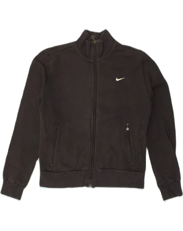 NIKE Womens Tracksuit Top Jacket UK 16  Large Black Cotton Denim Jacket Leather Jacket Suede Jacket