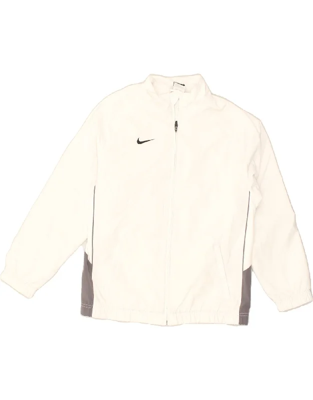 NIKE Womens Tracksuit Top Jacket UK 16 Large White Polyacrylic Fleece Jacket Down Jacket Parka