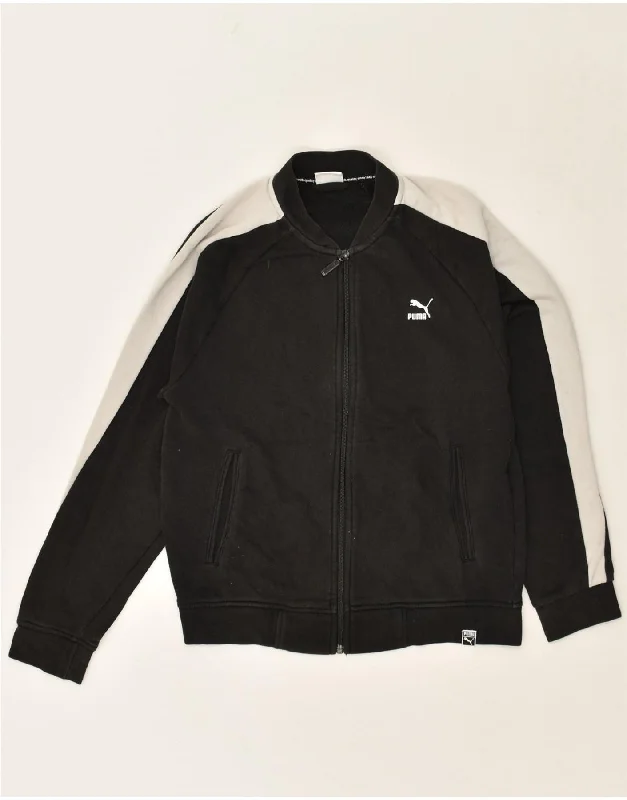 PUMA Womens Graphic Tracksuit Top Jacket UK 10 Small Black Colourblock V-Neck Jacket Boat Neck Jacket Square Neck Jacket