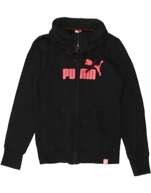 PUMA Womens Graphic Tracksuit Top Jacket UK 10 Small  Black Cotton Chenille Jacket Brocade Jacket Lace Jacket