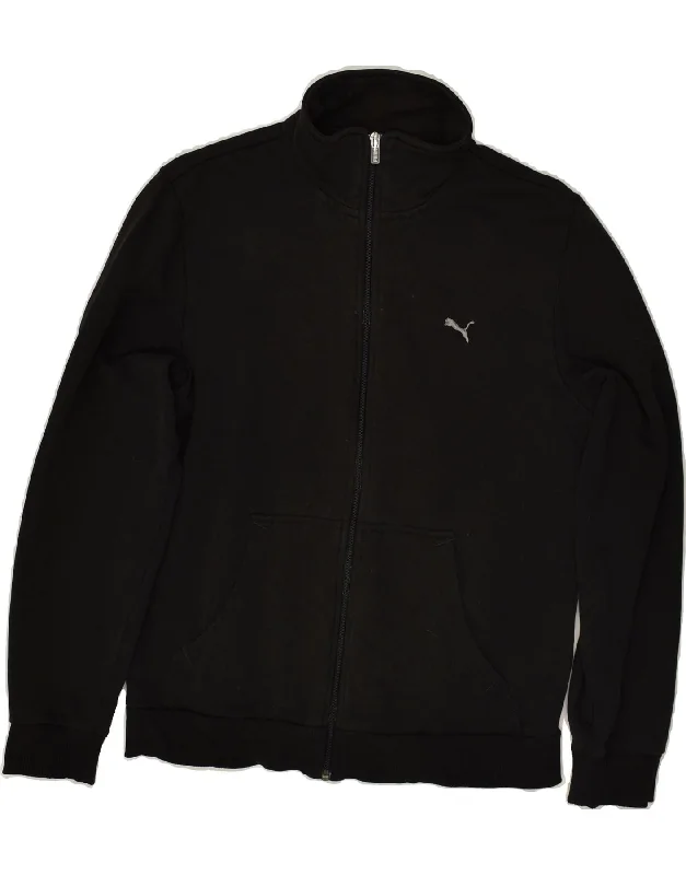 PUMA Womens Graphic Tracksuit Top Jacket UK 16 Large  Black Toggled Jacket Drawstring Jacket Belted Jacket