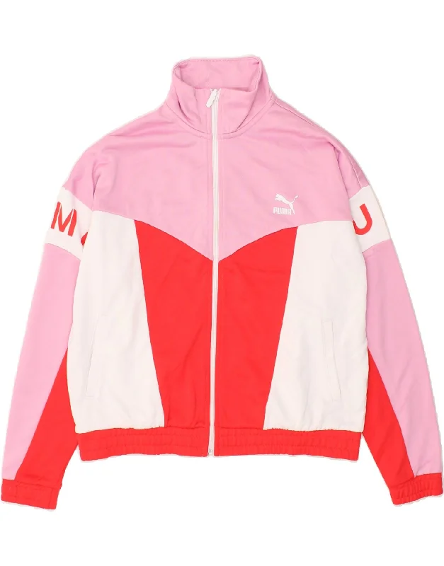 PUMA Womens Graphic Tracksuit Top Jacket UK 18 XL Pink Colourblock Cotton Rayon Jacket Velvet Jacket Corduroy Jacket