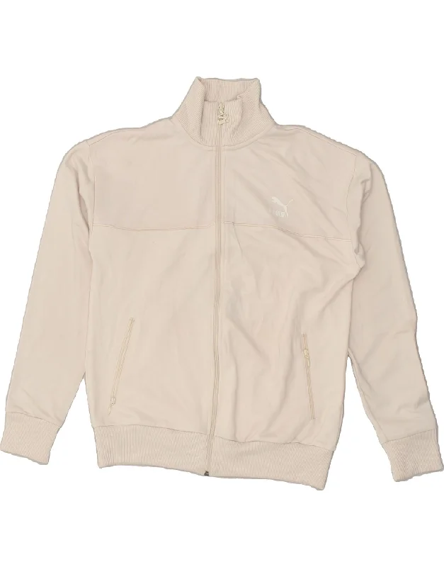 PUMA Womens Oversized Tracksuit Top Jacket UK 10 Small Beige Polyester Jacket Blazer Coat