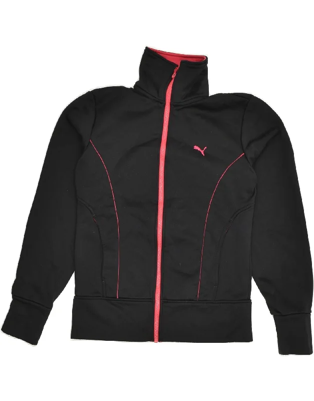 PUMA Womens Tracksuit Top Jacket UK 10 Small Black Cardigan Sweater Pullover