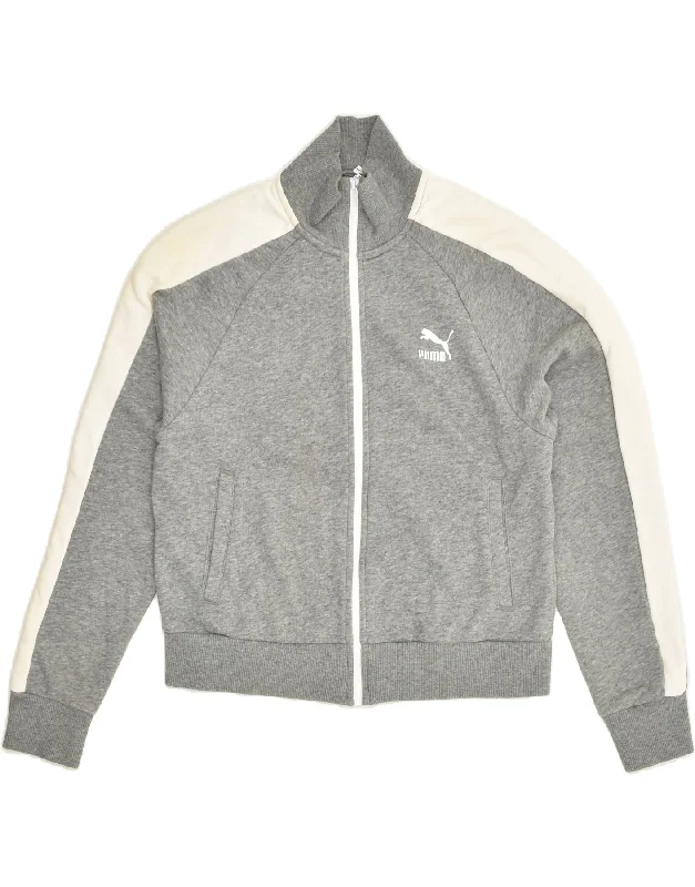 PUMA Womens Tracksuit Top Jacket UK 10 Small Grey Cotton Denim Jacket Leather Jacket Suede Jacket