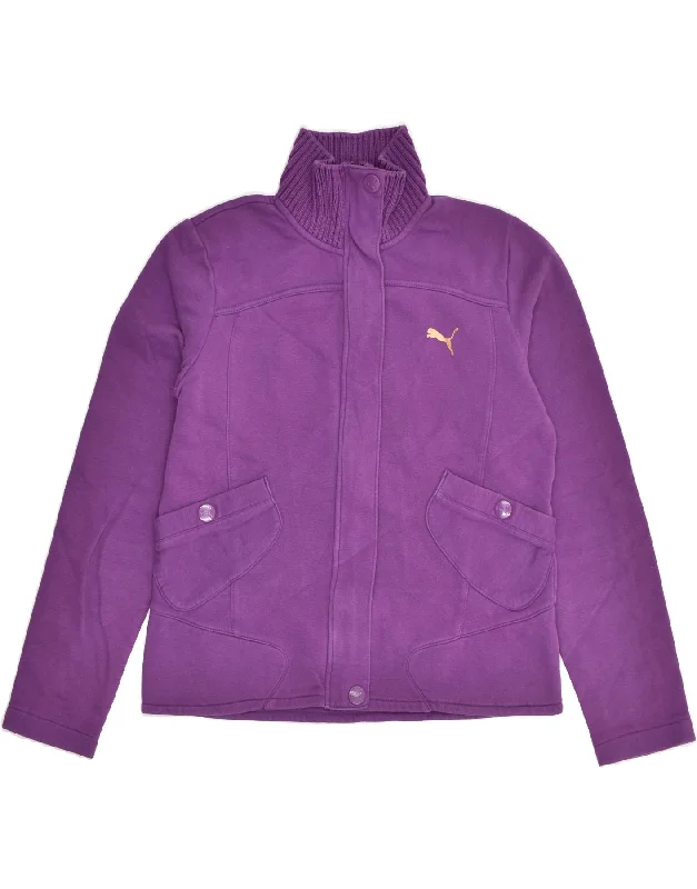 PUMA Womens Tracksuit Top Jacket UK 14 Medium Purple Embroidered Jacket Appliqued Jacket Beaded Jacket