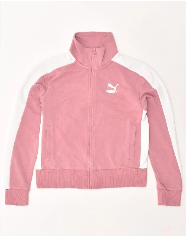 PUMA Womens Tracksuit Top Jacket UK 6 XS Pink Colourblock Cotton Fitted Jacket Loose Jacket Oversized Jacket