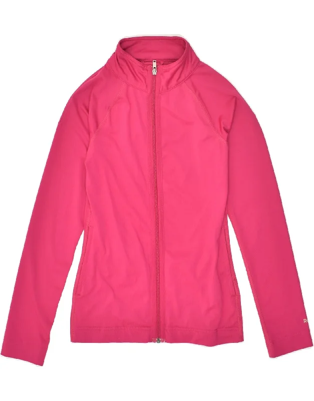 REEBOK Womens Tracksuit Top Jacket UK 6 XS Pink Polyester Embroidered Jacket Appliqued Jacket Beaded Jacket