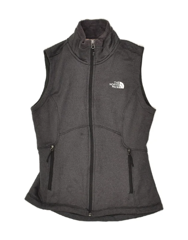 THE NORTH FACE Womens Sleeveless Tracksuit Top Jacket UK 10 Small Grey Embroidered Jacket Appliqued Jacket Beaded Jacket