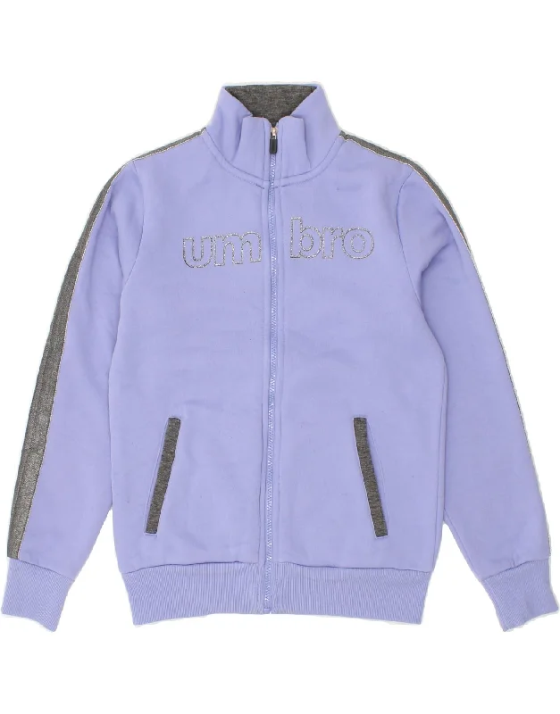 UMBRO Womens Graphic Tracksuit Top Jacket UK 10 Small Blue Cotton Faux Fur Fabric Real Fur Fabric Shearling Fabric