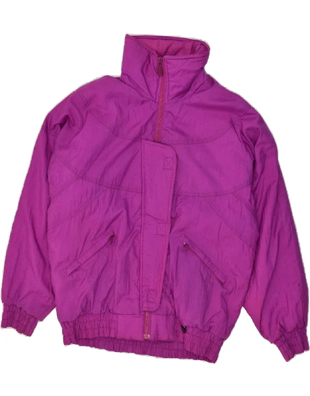 VINTAGE Womens Ski Jacket UK 16 Large Pink Nylon Elasticated Jacket Padded Jacket Insulated Jacket