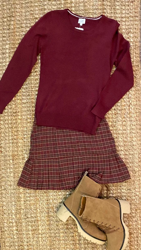 Burgundy Plaid Skirt *Clearance…no returns* leather skirt bold