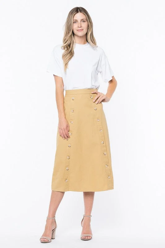 Double Sided Button Skirt linen skirt natural