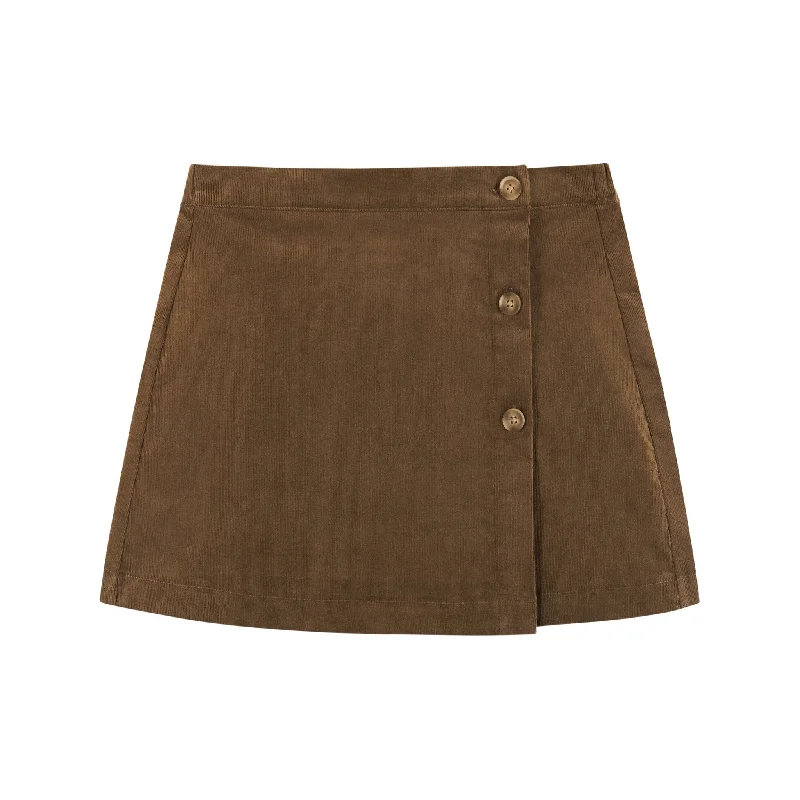 Kids (7-16) Wrap Corduroy Skirt | Camel lace skirt romantic